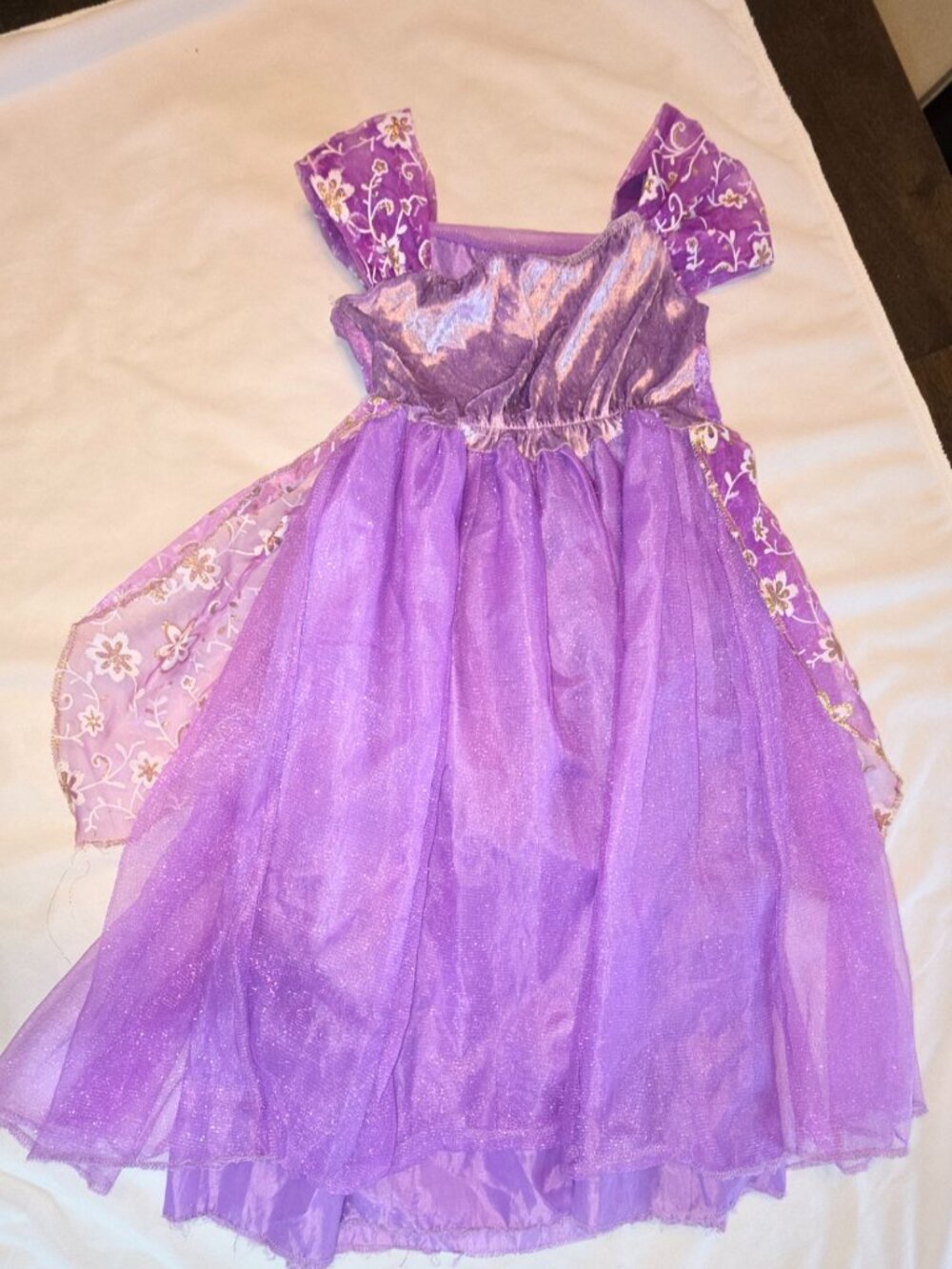Little Girls Purple Princess Dress Tulle Sparkles Glittery Dress Up Cosplay - Picture 3 of 12